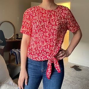 Madewell Red floral Blouse Size M